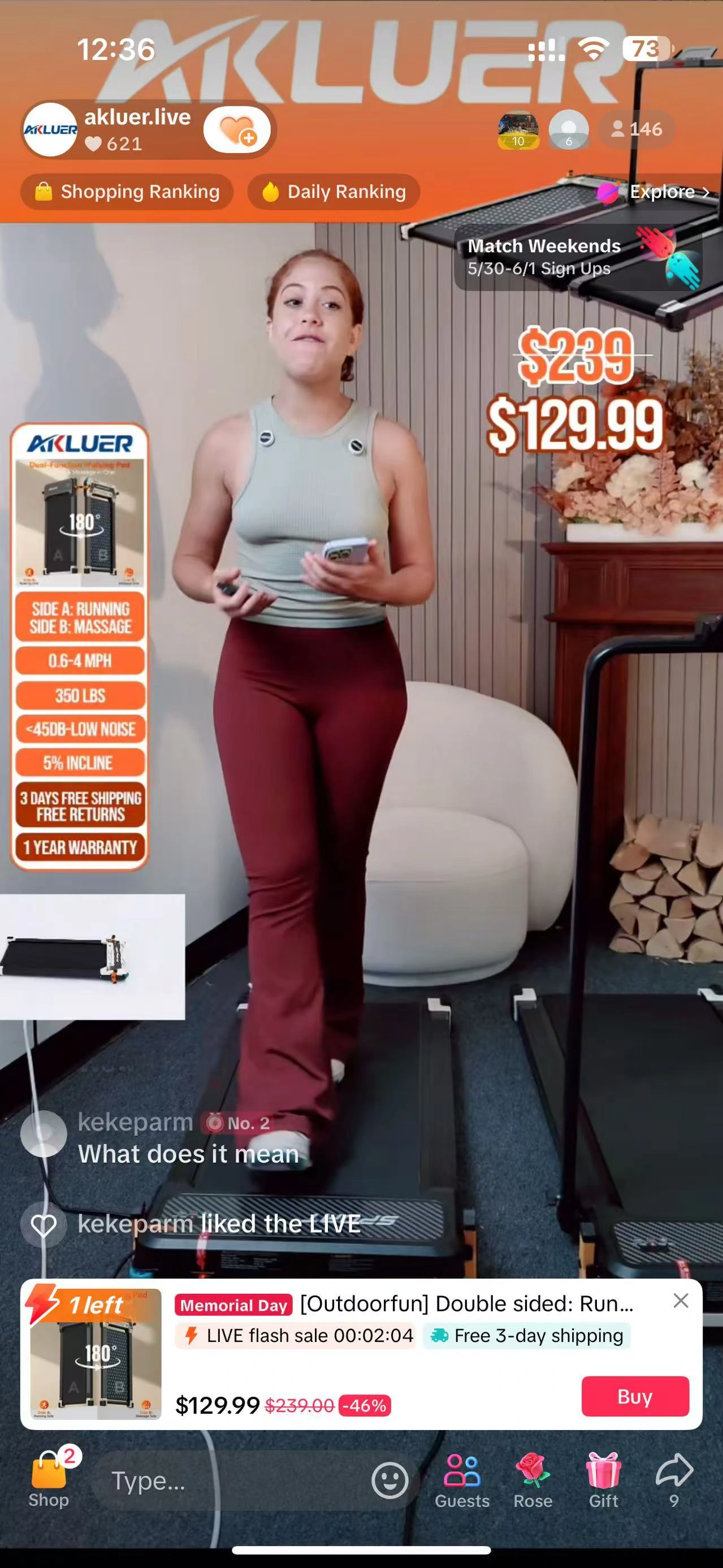 Akluer TikTok Shop fitness live stream