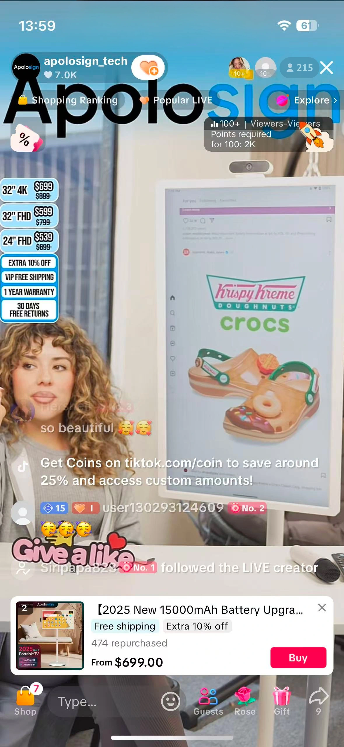Apolosign TikTok Shop live stream
