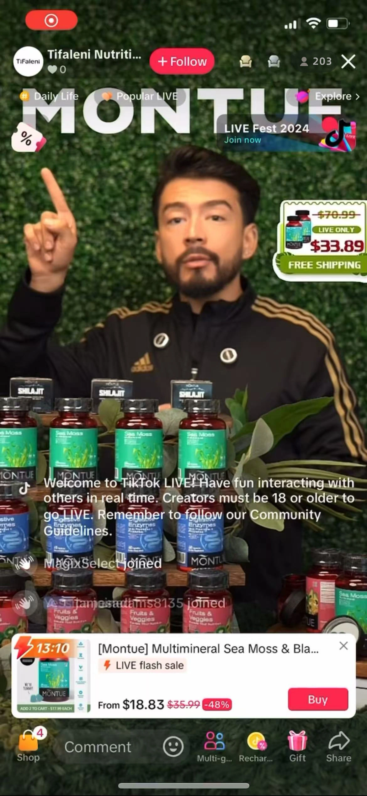 Montue TikTok Shop wellness live stream