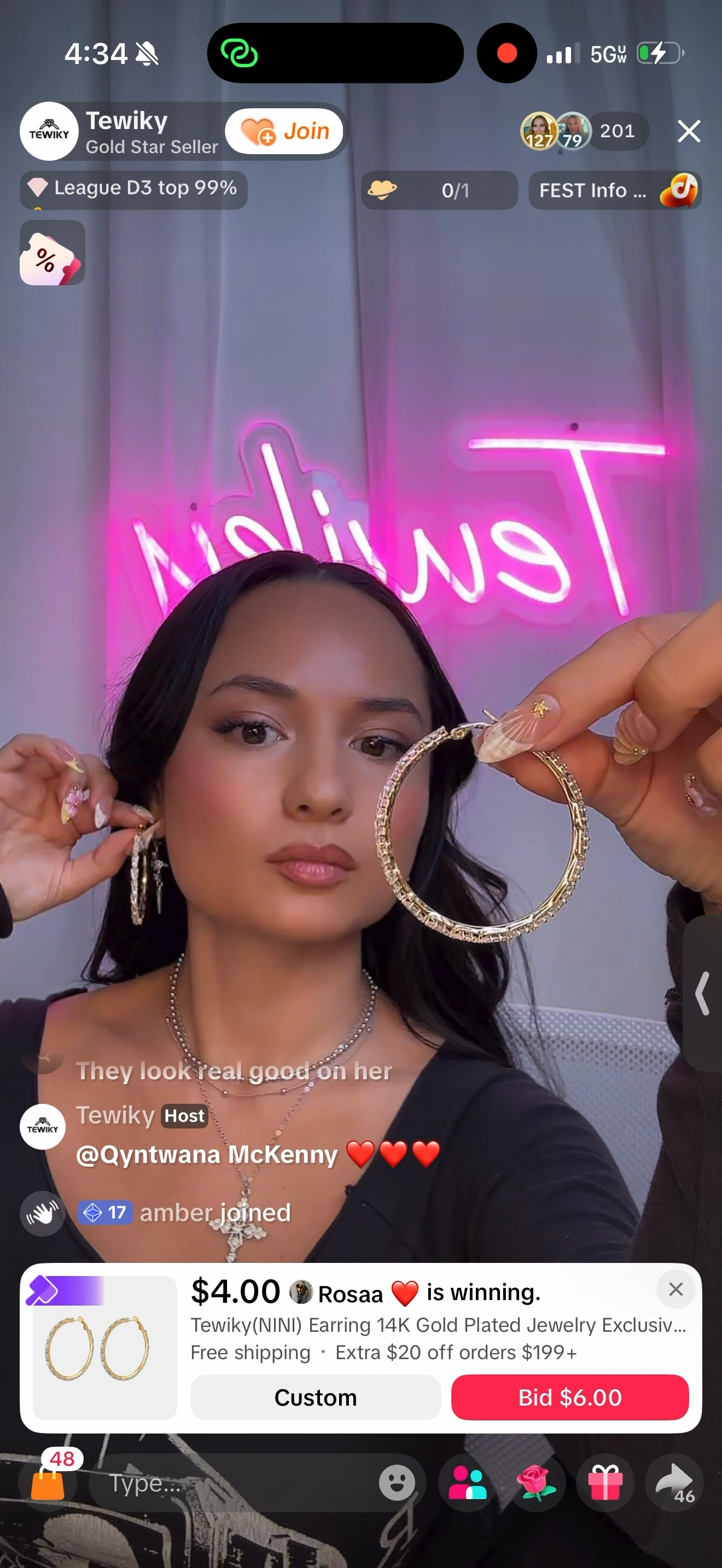 Tewiky TikTok Shop jewelry live stream